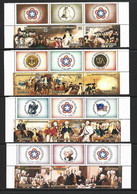 Barbuda 1976 US Bicentennial Set Of 4 Strips Of 3 With Tabs & One Miniature Sheet MNH - Barbuda (...-1981)