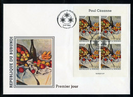 Burundi 2022, Art, Cezanne II, Fruit, 4val In BF In FDC - Unused Stamps