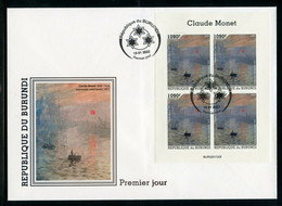 Burundi 2022, Art, Monet II, 4val In BF In FDC - Unused Stamps