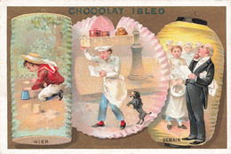 Chromo Chromos Image Chocolat IBLED - Hier Aujourd'hui Demain - Image Dorée - 10.5x7cm - Ibled