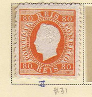 Portugal  (1883) -  80 R.   - Louis Ier -  Neuf* - MH - Ongebruikt