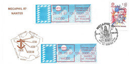 2085 - MECAPHIL 87 NANTES, Oblitération Le 28/29-11-1987 à NANTES (44) Avec Vignettes - Commemorative Postmarks