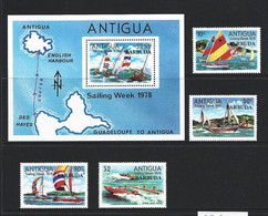 Barbuda 1978 Sail Week Yachts Set Of 4 & Miniature Sheet MNH - Barbuda (...-1981)