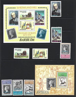 Barbuda 1979 Rowland Hill Stamp Anniversary Set Of 8 & Both Miniature Sheets MNH - Barbuda (...-1981)