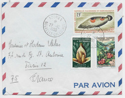 NOUVELLE CALEDONIE AQUARIUM 13FR+ 1FR+3FR LETTRE COVER AIR MAIL NOUMEA 27.12.1965 - Briefe U. Dokumente