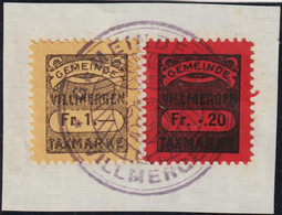 CH Heimat AG Villmergen Fiskalmarke 1 Fr. + 20 Rp. Auf Briefstück - Revenue Stamps