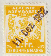 CH Heimat AG Bremgarten 1962-12-11 Fiskalmarke 2 Fr. Auf Briefstück - Fiscaux