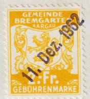 CH Heimat AG Bremgarten 1962-12-11 Fiskalmarke 2 Fr. Auf Briefstück - Fiscale Zegels