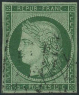 Obl. N°2 15c Vert, Signé Brun - TB - 1849-1850 Ceres