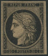** N°3f 20c Noir, Réimp - TB - 1849-1850 Ceres