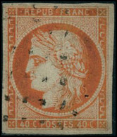 Obl. N°5 40c Orange, Signé Brun - TB - 1849-1850 Ceres