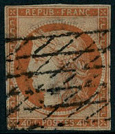 Obl. N°5d 40c Orange, 4 Retouché Pelurage Au Verso, RARE - B - 1849-1850 Ceres