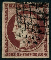 Obl. N°6 1F  Carmin Foncé, Signé Brun - TB - 1849-1850 Ceres