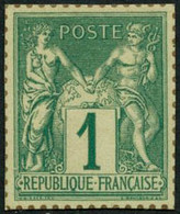 --- N°61 1c Vert, Dentelure Figurée Sur Papier Carton (expo De 1900) - TB - 1876-1878 Sage (Type I)