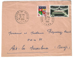 RUFFEY Sur SEILLE Lettre 5c Blason Oran 25c Ecole De L'air Salon De Provence Yv 1381 1496 Ob 7 6 1966 - Storia Postale