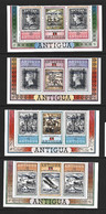 Barbuda 1980 London 1980 Overprints On Rowland Hill Set Of 4 As Marginal Gutter Pairs With Label MNH - Barbuda (...-1981)