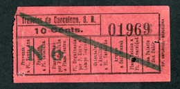 Ticket De Tramway Début XXe "Tranvias De Barcelona 10 Cents" Tramways De Barcelone - Europa