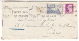 Monaco - Lettre De 1947 - Oblit Monte Carlo - Exp Vers Paris - Hôtellerie - - Cartas