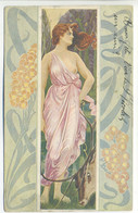 CPA Art Nouveau - Illustrateur R. CARNIEL - Les Mois Symboliques - Jeune Femme Sein Nu (Diane Chasseresse) , Cerf - Otros & Sin Clasificación