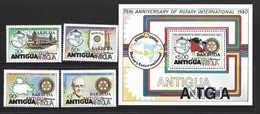 Barbuda 1980 Rotary International Anniversary Set Of 4 & Miniature Sheet MNH - Barbuda (...-1981)