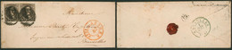 Médaillon - N°3 En Paire Touchée Sur Env. Obl P4 Anvers (1850) > Bruxelles - 1849-1850 Medallions (3/5)