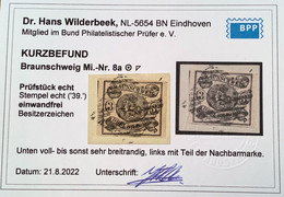 Braunschweig 1853 Mi.8a, 3 Sgr Mattrosa KB Dr Hans Wilderbeek BPP (Brunswick VF Used Horse Cheval Pferd - Brunswick