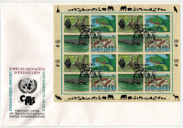 Nations Unies - "Espèces Animales Menacées D'extinction" - Enveloppe Grand Format 1er Jour 2** N° 651 à 654 De 1994 - Lettres & Documents