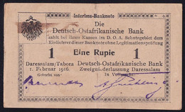 DOA Deutsch Ostafrika: 1 Rupie 1.2.1916 - Serie N3 - KN 4-stellig (DOA-31a) - Deutsch-Ostafrika
