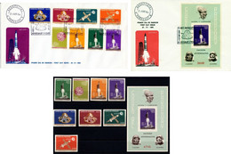 Paraguay 1964 Space, Viaje Espacial, Weltraum 2x FDC, Bloc, Set Stamps, Imperf. - América Del Sur