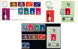 Paraguay 1964 Space, Viaje Espacial, Weltraum 2x FDC, Bloc, Set Stamps, Perf. - Amérique Du Sud