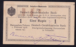 DOA Deutsch Ostafrika: 1 Rupie 1.2.1916 - Serie Q2 (DOA-30a) - Deutsch-Ostafrika