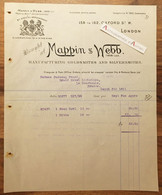 ● London 1911 Mappin & Webb Manufacturing Goldsmiths & Silversmiths Facture Hotel Richelieu à La Bourboule Invoice - United Kingdom