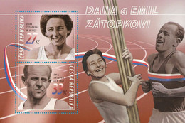 Czech Republic - 2022 - Emil Zatopek And Dana Zatopkova, Czechoslovak Athletes - Mint Souvenir Sheet - Ongebruikt
