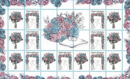 Czech Republic - 2022 - Bridal Motive With Roses - Mint Personalized Stamp SHEET - Ungebraucht