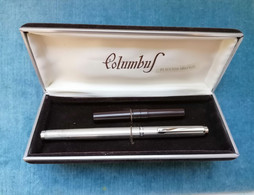 PENNA STILOGRAFICA COLUMBUS PLACCATA ARGENTO 2 CARTUCCE 1960 ITALIAN FOUNTAIN PEN SILVER PLATED - Stylos