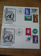 (7) UNITED NATIONS -ONU - NAZIONI UNITE - NATIONS UNIES * 2 FDC 1969 , « Flags », « Buildings » - Lettres & Documents