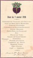 Menu - Diner De 7 Janvier 1928 - Mariage De Mlle Jeanne Passerat Et Mr Marcel Bussel - Menükarten