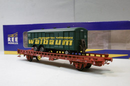 REE - WAGON UFR Biporteur Walbaum SNCF Ep. IV Réf. WB-621 Neuf NBO HO 1/87 - Güterwaggons