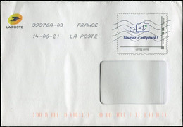 FRANCE 2021-PAP DE SERVICE YOUPIX -TIMBRE "SOURIEZ, C'EST POSTÉ" Utilisé Pour Une Réexpidition De Courrier (voir Images) - Commemorative Postmarks