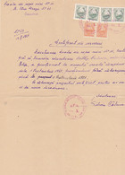 W4176-REPUBLIC COAT OF ARMS REVENUE STAMPS ON EMPLOYEE CERTIFICATE, 1951, ROMANIA - Fiscale Zegels