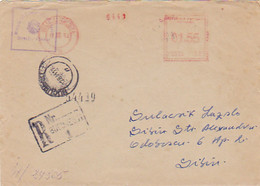 W4182- BUCHAREST, AMOUNT 1.55, RED MACHINE STAMPS ON REGISTERED COVER, 1964, ROMANIA - Covers & Documents