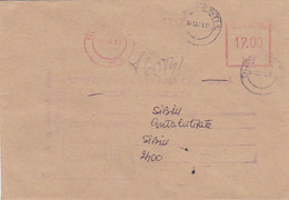 W4187- BUCHAREST, AMOUNT 17.00, RED MACHINE STAMPS ON REGISTERED COVER, 1991, ROMANIA - Cartas & Documentos