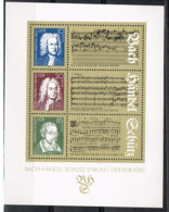 RDA 305 - ALLEMAGNE DEMOCRATIQUE BF 80 Neuf** Musiciens Allemands Bach Händel Schütz - Bloques