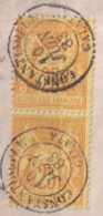 CONSTANTINOPLE - 1883 - PRECURSEUR - PAIRE SAGE OBLITEREE / FRAGMENT ! YVERT N°92 - COTE (TIMBRE DETACHE !) = 40++ EUR. - Usati