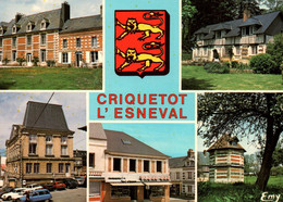 CRIQUETOT  L ESNEVAL  Le Château D'Esneval, Eglise, La Mairie, Le Colombier   ( Voitures)   76   (Recto-verso) - Criquetot L'Esneval