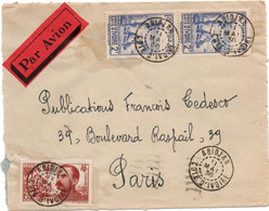 1938 - ENVELOPPE PAR AVION D'ABIDJAN (COTE D'IVOIRE) - Storia Postale