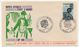 Env. Type FDC - Cachet Temporaire "Visite Du Général De Gaulle 23 Oct 1967" Andorre La Vieille - Cartas