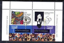 SLOVENIA 1995 UNO And FAO Anniversaries Pair. MNH / **.  Michel 123-24 - Eslovenia