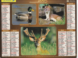 Almanach Du Facteur, Calendrier De La Poste, 2005, ILE De FRANCE, Lièvre, Héron, Hérisson, Colvert, Hermine, Cerf. - Grand Format : 2001-...