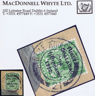 Ireland 1922 Harrison Rialtas 5-line Coils, ½d Green Single Use On Piece Tied Neat Dublin Code 21 Cds 5 FE 23 - Oblitérés